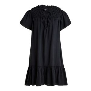 J Crew Black Airy Gauze Babydoll Mini Dress Womens Size S Short Sleeve A Line